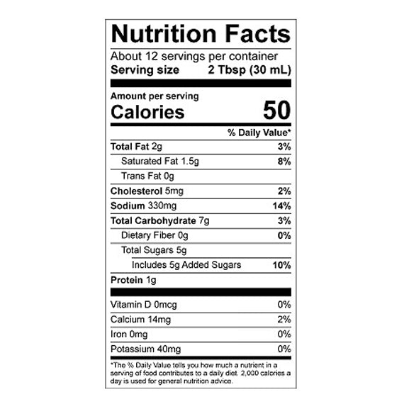Nutrition Facts of Curryaki Sauce