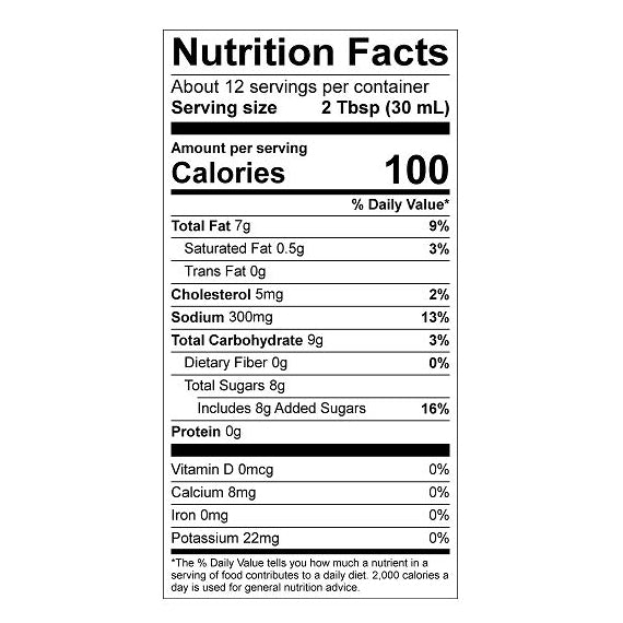 Nutrition Facts of Sweet & Tangy House Dressing