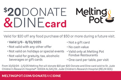 Donate & Dine Card - Give $10 Get $20 - Back