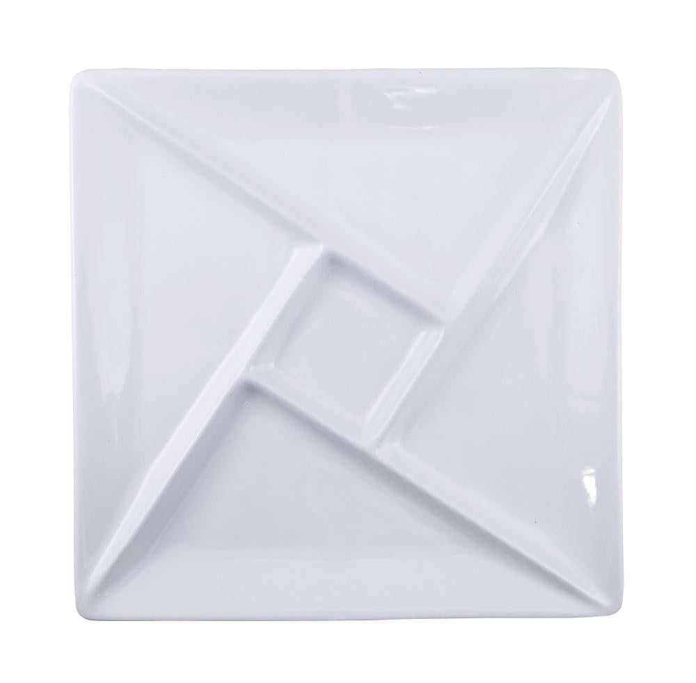Fondue Porcelain Plates, White, Set of 4