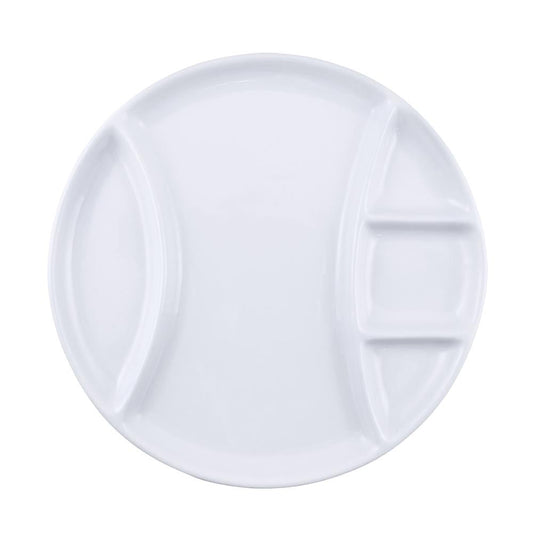 Fondue Porcelain Plates, White, Set of 4
