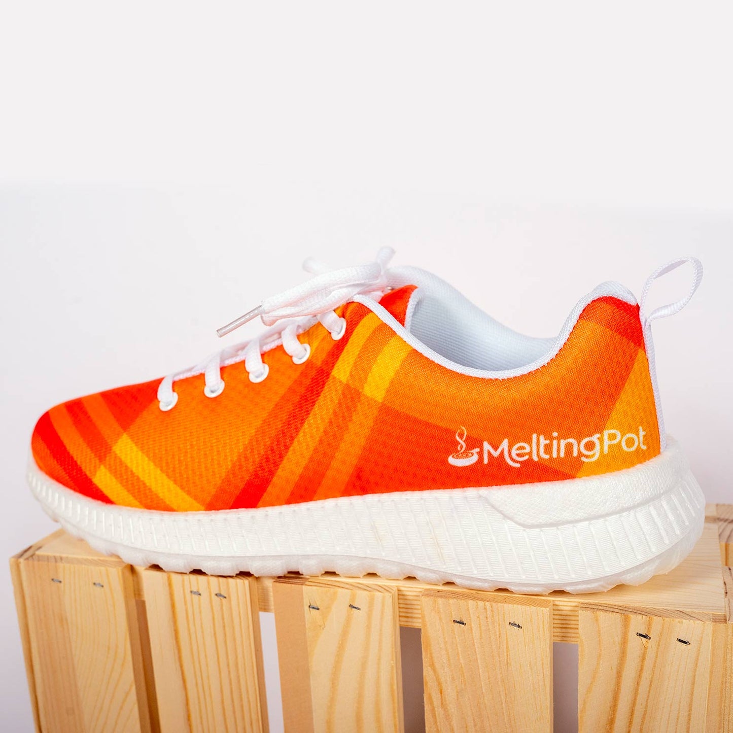 Orange Plaid Tennis Shoe