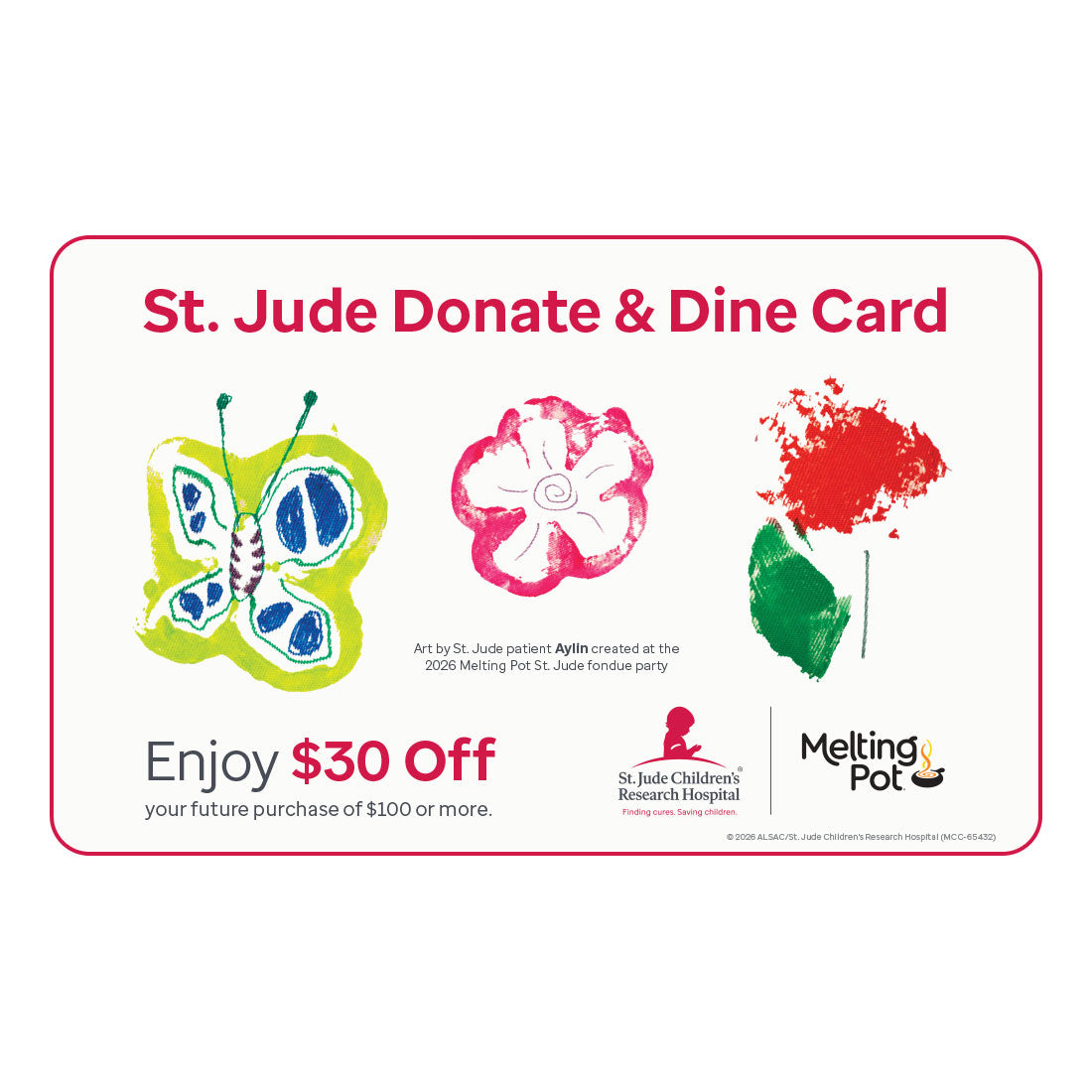 Front of Melting Pot Donate & Dine Card