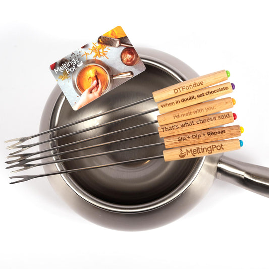 Melting Pot Fondue Pot with Witty Fondue Forks and Gift Card