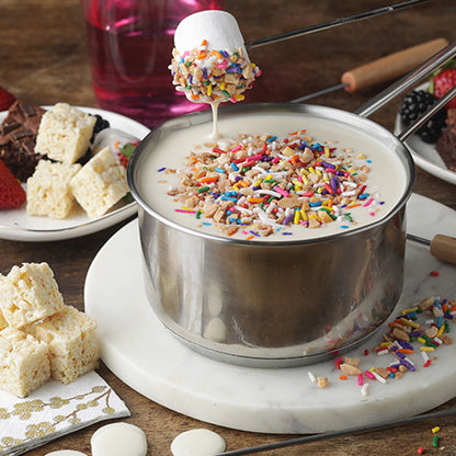 Marshmallow Dipped in Fonduefetti White Chocolate Fondue