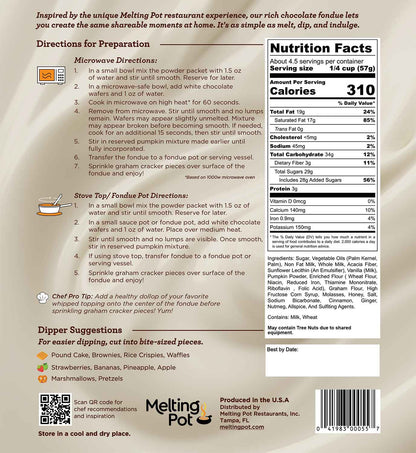 Back of Pumpkin Pie White Chocolate Fondue Packaging