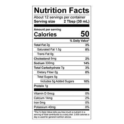 Nutrition Facts of Curryaki Sauce